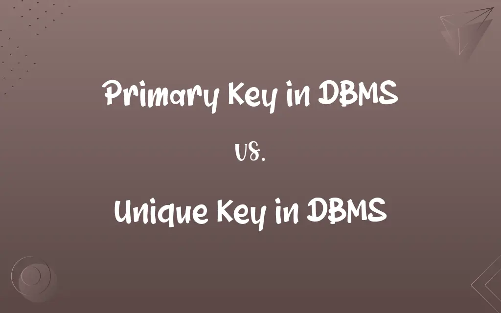 Primary Key in DBMS vs. Unique Key in DBMS